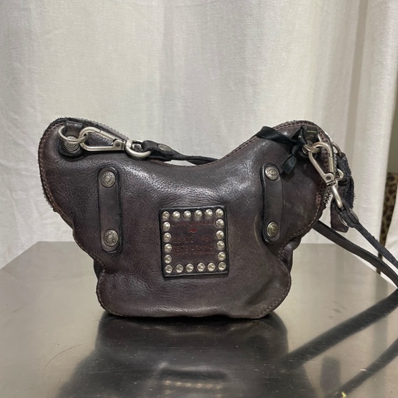 Dark brown leather Campomaggi butterfly bag with embellishments - Picture 2 of 3